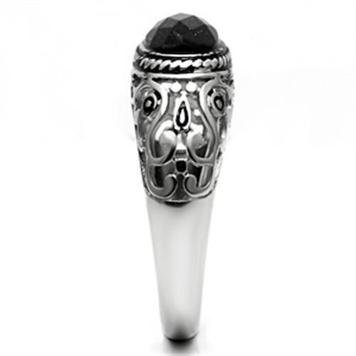 TK599 - High polished (no plating) Stainless Steel Ring with Blue Sand in Montana-3