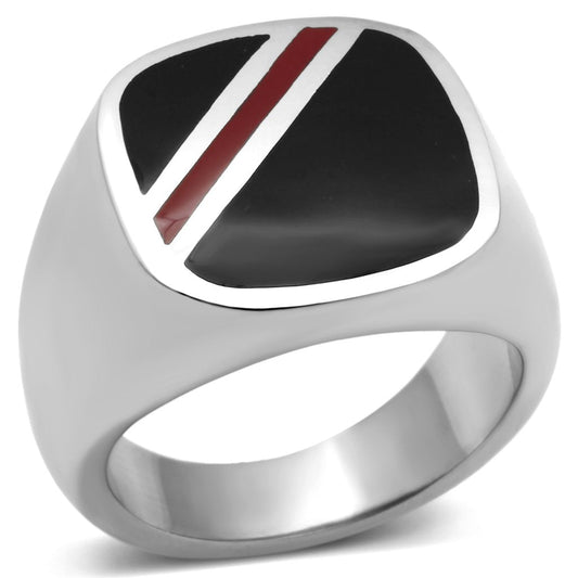 TK602 - High polished (no plating) Stainless Steel Ring with Epoxy in Multi Color-0