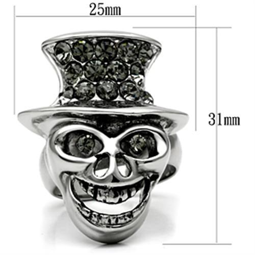 TK605 - High polished (no plating) Stainless Steel Ring with Top Grade Crystal in Black Diamond-1