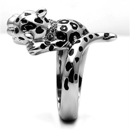 TK609 - High polished (no plating) Stainless Steel Ring with Top Grade Crystal in Clear-4