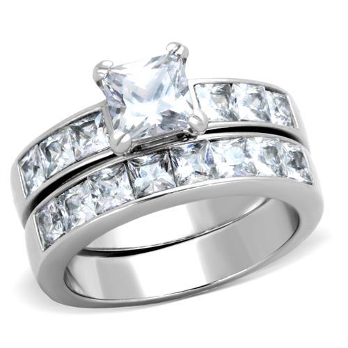 TK61206 - High polished (no plating) Stainless Steel Ring with AAA Grade CZ in Clear-0