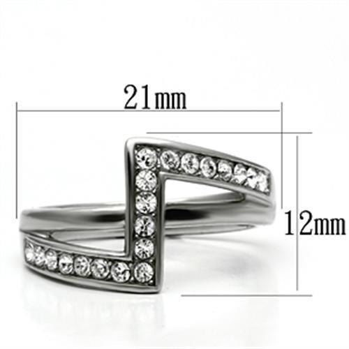 TK624 - High polished (no plating) Stainless Steel Ring with Top Grade Crystal in Clear-1