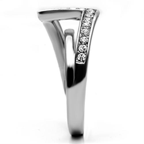 TK624 - High polished (no plating) Stainless Steel Ring with Top Grade Crystal in Clear-3
