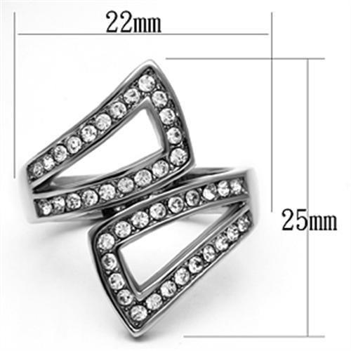 TK625 - High polished (no plating) Stainless Steel Ring with Top Grade Crystal in Clear-1