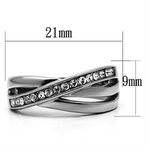 TK626 - High polished (no plating) Stainless Steel Ring with Top Grade Crystal in Clear-1