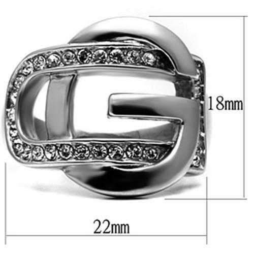 TK634 - High polished (no plating) Stainless Steel Ring with Top Grade Crystal in Clear-1
