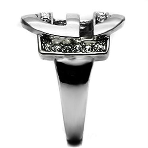 TK634 - High polished (no plating) Stainless Steel Ring with Top Grade Crystal in Clear-3