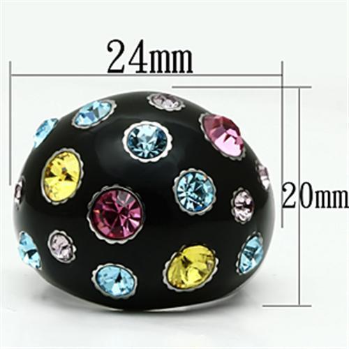 TK640 - High polished (no plating) Stainless Steel Ring with Top Grade Crystal in Multi Color-1