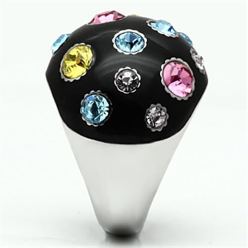 TK640 - High polished (no plating) Stainless Steel Ring with Top Grade Crystal in Multi Color-3