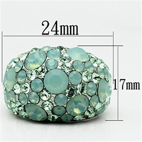 TK641 - High polished (no plating) Stainless Steel Ring with Top Grade Crystal in Multi Color-1