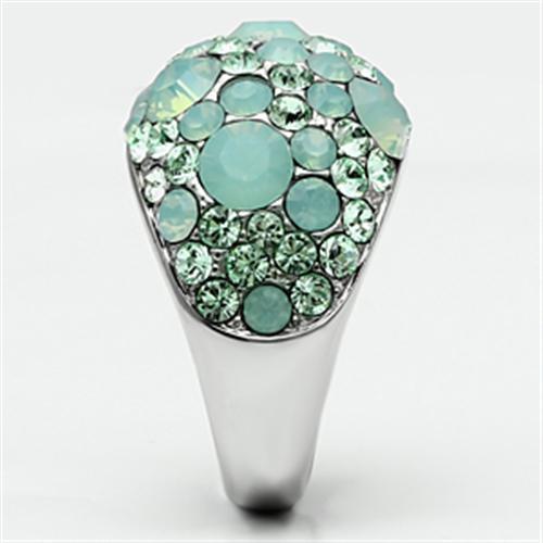 TK641 - High polished (no plating) Stainless Steel Ring with Top Grade Crystal in Multi Color-3