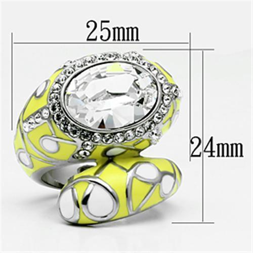 TK643 - High polished (no plating) Stainless Steel Ring with Top Grade Crystal in Clear-1