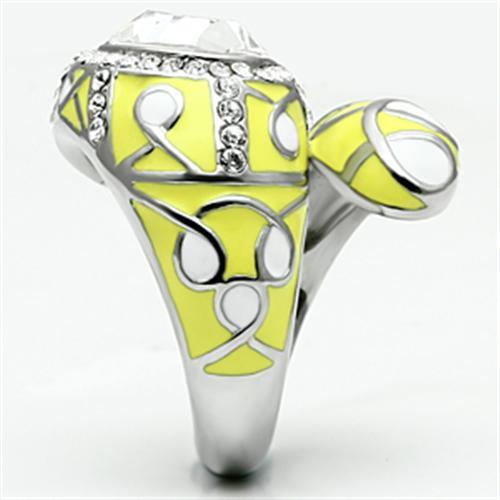 TK643 - High polished (no plating) Stainless Steel Ring with Top Grade Crystal in Clear-3