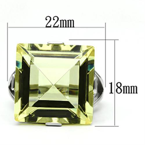 TK649 - High polished (no plating) Stainless Steel Ring with Top Grade Crystal in Citrine Yellow-1