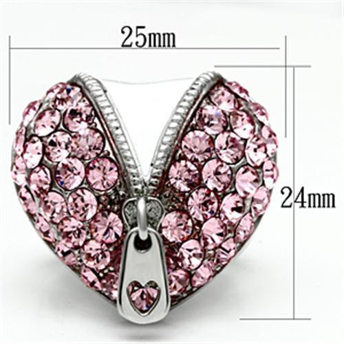 TK652 - High polished (no plating) Stainless Steel Ring with Top Grade Crystal in Rose-1