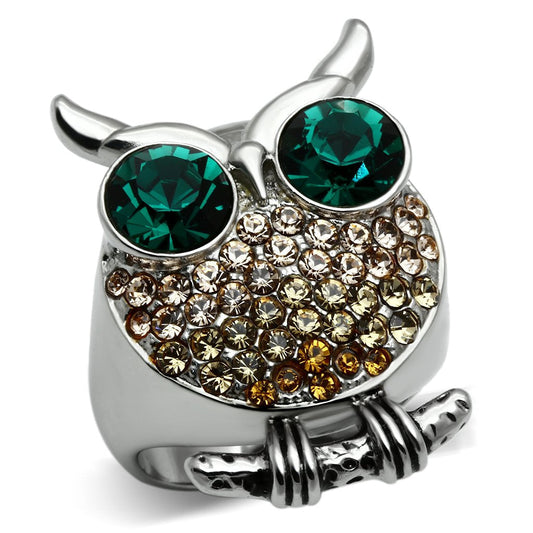 TK656 - High polished (no plating) Stainless Steel Ring with Top Grade Crystal in Emerald-0
