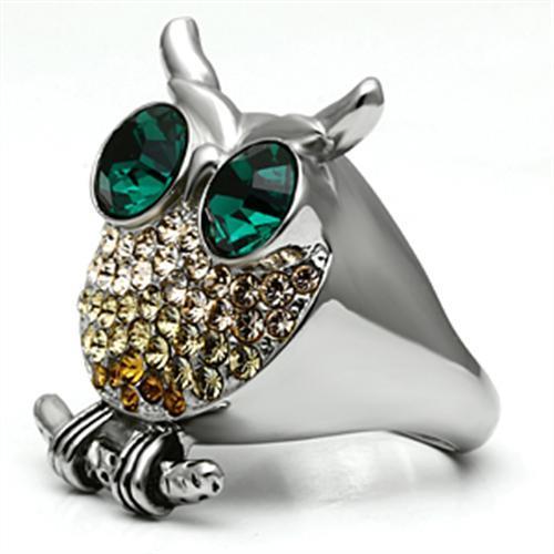 TK656 - High polished (no plating) Stainless Steel Ring with Top Grade Crystal in Emerald-2