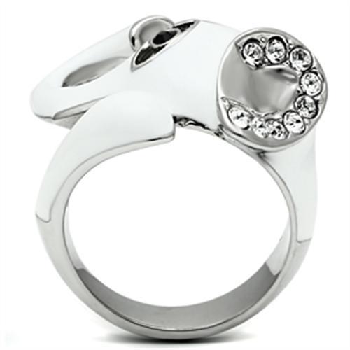 TK663 - High polished (no plating) Stainless Steel Ring with Top Grade Crystal in Jet-3