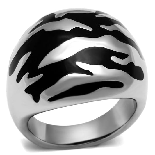 TK672 - High polished (no plating) Stainless Steel Ring with Epoxy in Jet-0
