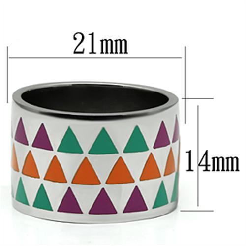TK675 - High polished (no plating) Stainless Steel Ring with Epoxy in Multi Color-1