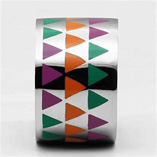 TK675 - High polished (no plating) Stainless Steel Ring with Epoxy in Multi Color-2