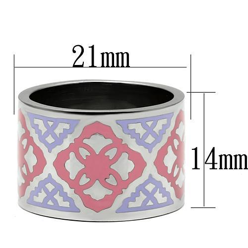 TK676 - High polished (no plating) Stainless Steel Ring with Epoxy in Multi Color-1