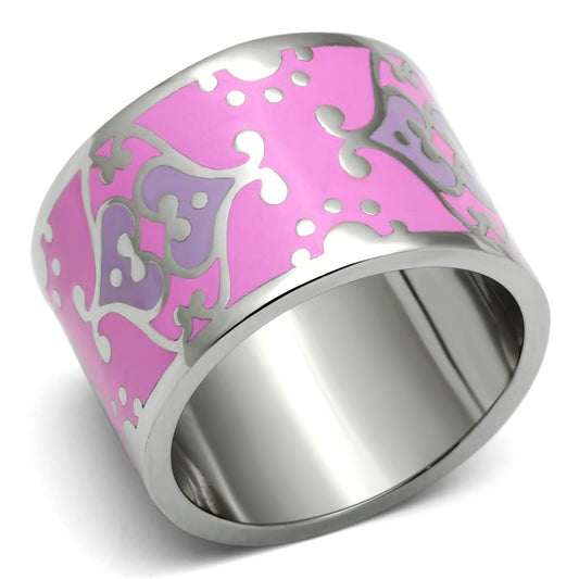TK685 - High polished (no plating) Stainless Steel Ring with Epoxy in Multi Color-0