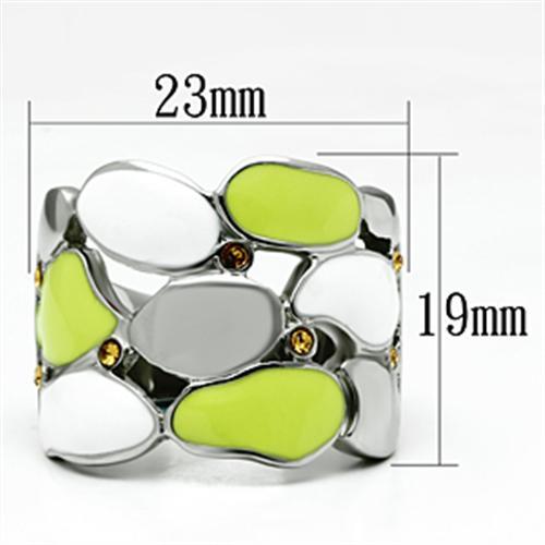 TK693 - High polished (no plating) Stainless Steel Ring with Top Grade Crystal in Topaz-1
