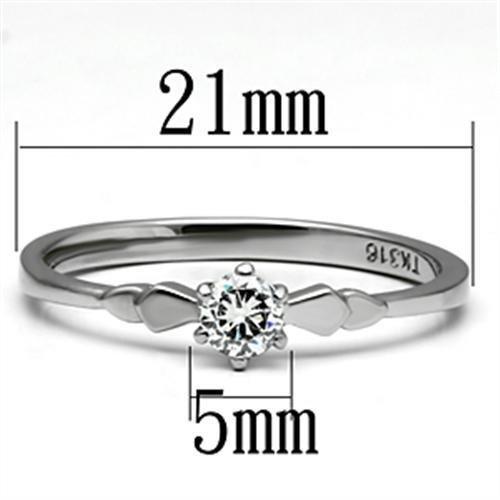 TK697 - High polished (no plating) Stainless Steel Ring with AAA Grade CZ in Clear-1
