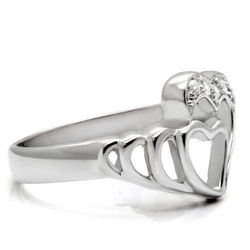 TK6X179 - High polished (no plating) Stainless Steel Ring with AAA Grade CZ in Clear-4