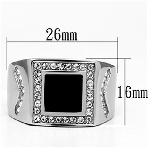 TK702 - High polished (no plating) Stainless Steel Ring with Top Grade Crystal in Clear-1
