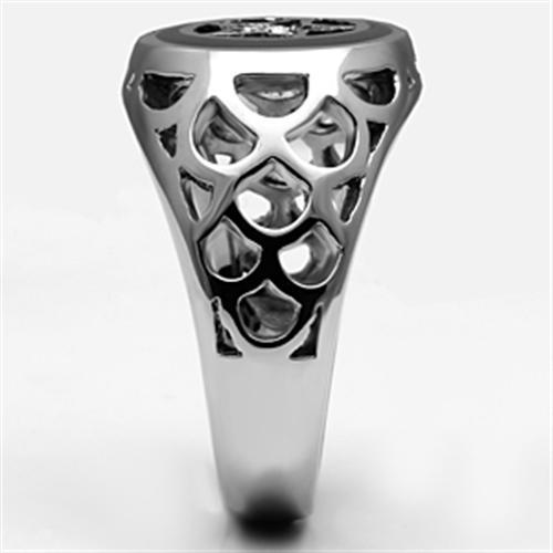 TK706 - High polished (no plating) Stainless Steel Ring with Top Grade Crystal in Clear-3
