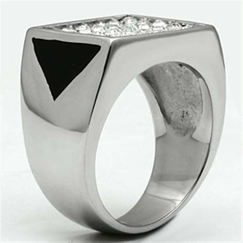TK707 - High polished (no plating) Stainless Steel Ring with Top Grade Crystal in Clear-3