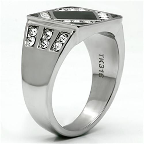 TK710 - High polished (no plating) Stainless Steel Ring with Top Grade Crystal in Clear-3