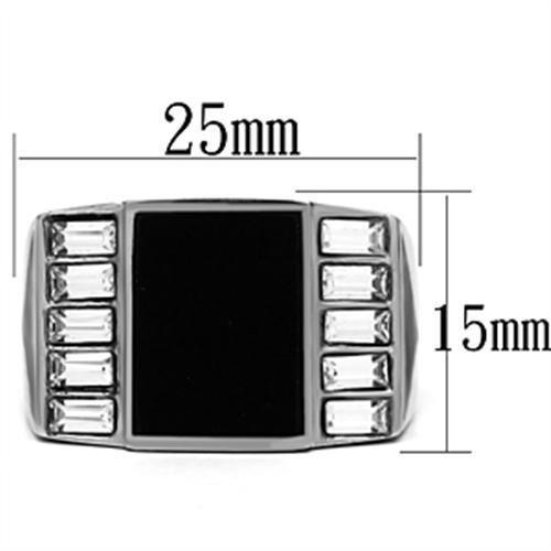 TK712 - High polished (no plating) Stainless Steel Ring with Top Grade Crystal in Clear-1