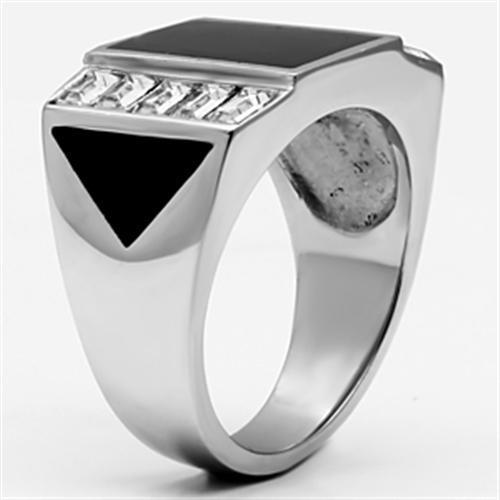 TK712 - High polished (no plating) Stainless Steel Ring with Top Grade Crystal in Clear-3
