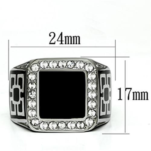 TK713 - High polished (no plating) Stainless Steel Ring with Top Grade Crystal in Clear-1