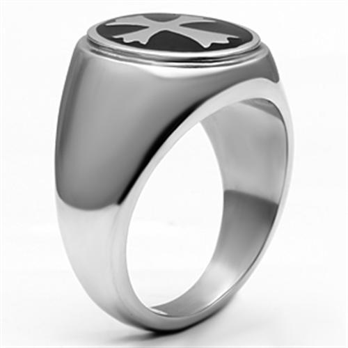 TK714 - High polished (no plating) Stainless Steel Ring with Epoxy in Jet-3