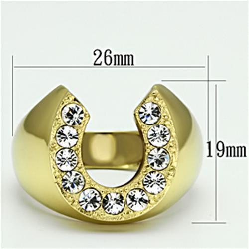 TK717 - IP Gold(Ion Plating) Stainless Steel Ring with Top Grade Crystal in Clear-1