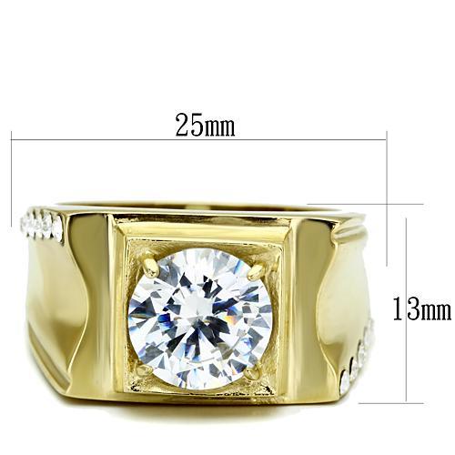 TK721 - IP Gold(Ion Plating) Stainless Steel Ring with AAA Grade CZ in Clear-1