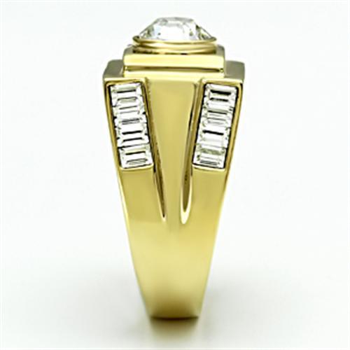TK725 - IP Gold(Ion Plating) Stainless Steel Ring with Top Grade Crystal in Clear-3