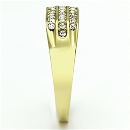 TK727 - IP Gold(Ion Plating) Stainless Steel Ring with Top Grade Crystal in Clear-3