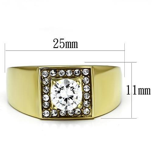 TK728 - IP Gold(Ion Plating) Stainless Steel Ring with AAA Grade CZ in Clear-1