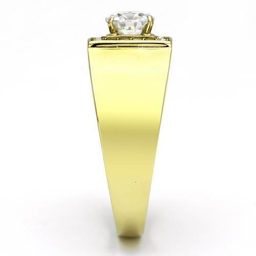 TK728 - IP Gold(Ion Plating) Stainless Steel Ring with AAA Grade CZ in Clear-3