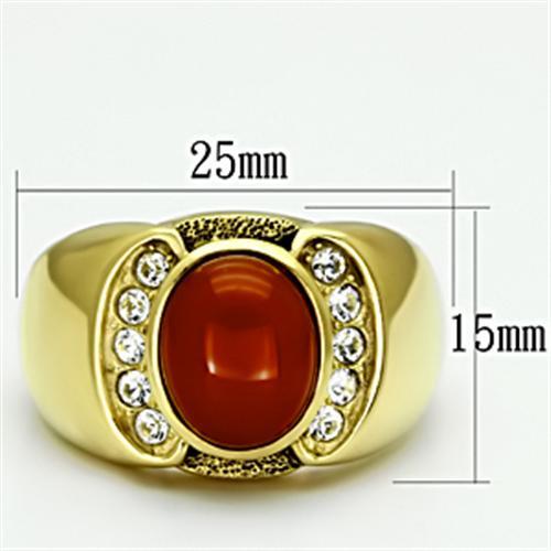 TK729 - IP Gold(Ion Plating) Stainless Steel Ring with Semi-Precious Agate in Siam-1