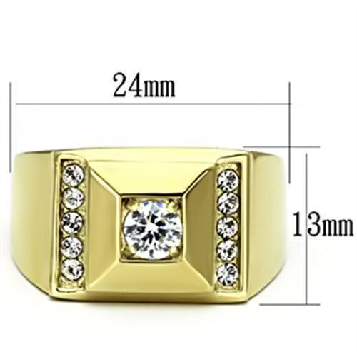 TK732 - IP Gold(Ion Plating) Stainless Steel Ring with AAA Grade CZ in Clear-1