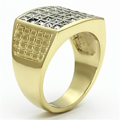 TK734 - Two-Tone IP Gold (Ion Plating) Stainless Steel Ring with Top Grade Crystal in Clear-3