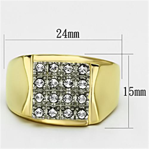 TK751 - Two-Tone IP Gold (Ion Plating) Stainless Steel Ring with Top Grade Crystal in Clear-1