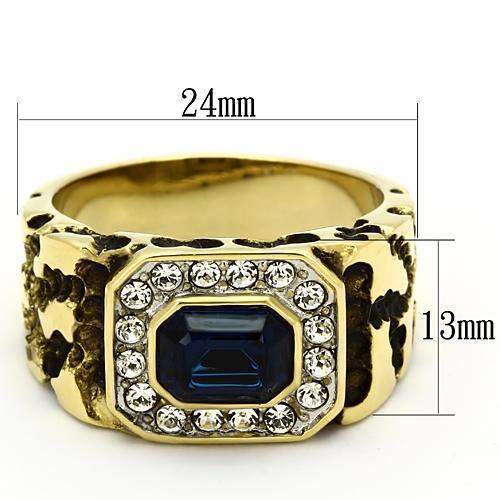 TK756 - Two-Tone IP Gold (Ion Plating) Stainless Steel Ring with Top Grade Crystal in Montana-1
