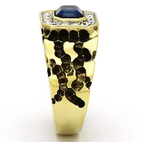 TK756 - Two-Tone IP Gold (Ion Plating) Stainless Steel Ring with Top Grade Crystal in Montana-3